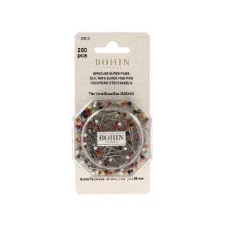 Caixa de 200 alfinetes de cabeça de vidro super finos - 35mm - Bohin Bohin : épingles, aiguilles et accessoires couture de quali