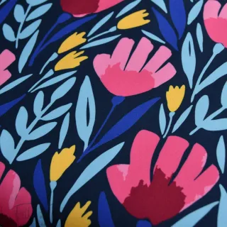 Cupón de tela de licra con estampado de flores colección "Frida" - Multicolor - 40cm - Les Filles à Pois - UV50++ (protección UV