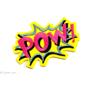 Ecusson Pow! - Jaune et rose - Thermocollant  - 1