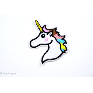 Ecusson tête de licorne - Blanc - Thermocollant  - 1