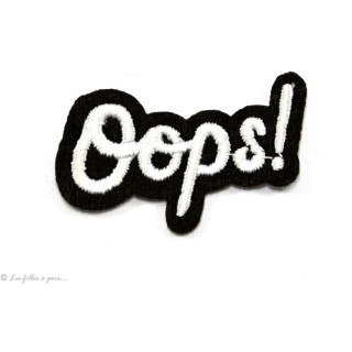 Ecusson oops! - Blanc et noir - Thermocollant  - 1