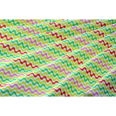 Coupon tissu coton motif vague - Multicolore et écru - Oeko-Tex ® - 30cm Autres marques - 1