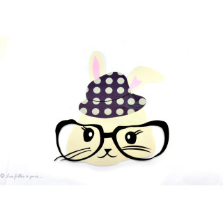 Transfert lapin à lunettes - Blanc - Thermocollant  - 1