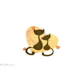 Transfert coeur et couple de chats siamois petit modèle - Nude -Thermocollant  - 1