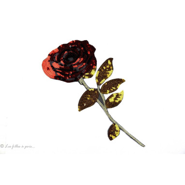 Ecusson sequin rose - Rouge - Thermocollant  - 1