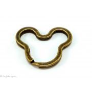 Anneaux porte-clés Mickey plat - Bronze antique - 31x38mm - Lot de 2
