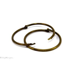 Gros anneau porte-clés rond vintage - Bronze antique - 5.6cm  - 1