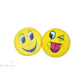 Motif sequin smilet emoji jaune réversible - à coudre  - 1