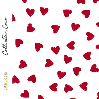 Coupon de tissu lycra motif coeurs collection "Coco" - Blanc et rouge- Les Filles à Pois - UV50+ - 50cm Les Filles à Pois - Desi