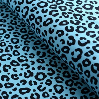 Tissu french terry léopard "Wild Lagon" bleu et noir - Collection Contrastes - Les Filles à Pois Design Les Filles à Pois - Desi