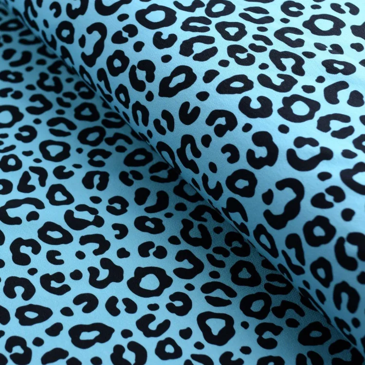 Tissu french terry léopard "Wild Lagon" bleu et noir - Collection Contrastes - Les Filles à Pois Design Les Filles à Pois - Desi