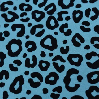 Tissu french terry léopard "Wild Lagon" bleu et noir - Collection Contrastes - Les Filles à Pois Design Les Filles à Pois - Desi
