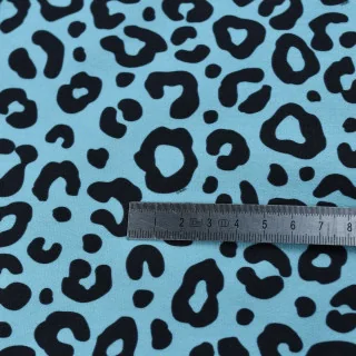 Tissu french terry léopard "Wild Lagon" bleu et noir - Collection Contrastes - Les Filles à Pois Design Les Filles à Pois - Desi