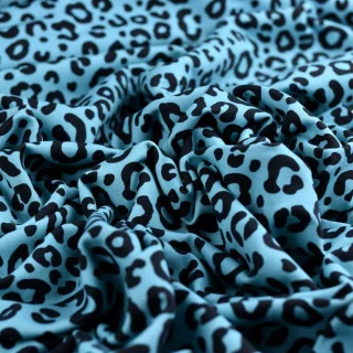 Tissu french terry léopard "Wild Lagon" bleu et noir - Collection Contrastes - Les Filles à Pois Design Les Filles à Pois - Desi