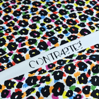 Coupon de tissu jersey motif léopard collection "Contrastes" - Multicolore - 50cm Les Filles à Pois - Design : motifs audacieux,