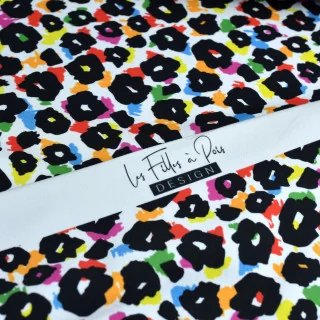 Coupon de tissu jersey motif léopard collection "Contrastes" - Multicolore - 50cm Les Filles à Pois - Design : motifs audacieux,