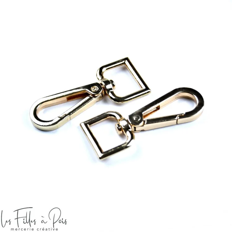 Mousqueton tournant - Doré clair - 20mm, 25mm, 30mm ou 38mm - Lot de 2 Tissus et mercerie créative – Nos sélections sans marque 
