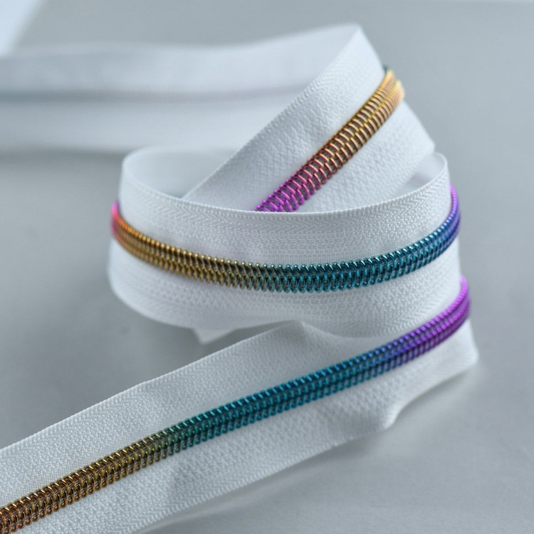 Fecho de correr a metro + corrediças prateadas - Arco-íris em espiral - Nylon Autres marques - Tissus et mercerie - 10 Fecho de correr a metro + corrediças prateadas - Arco-íris em espiral - Nylon Autres marques - Tissus et mercerie - 10