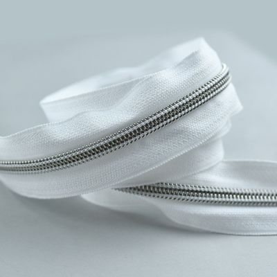 Fermeture eclair au mètre + curseurs assortis - Spiralée argentée - Nylon  Vente en ligne Couleur Blanc