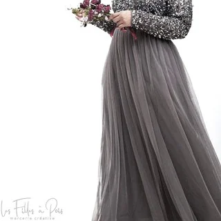 Coupon de tulle souple - Gris foncé - 130cm Tissus et mercerie créative – Nos sélections sans marque - 179