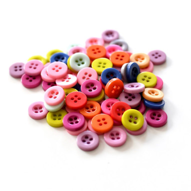 Boutons résine 4 trous - Lot de 75 boutons - Multicolore - 10mm Vente