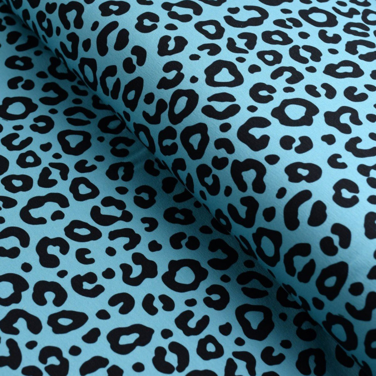 Tecido em jersey com estampado de leopardo "Contrastes" coleção - Azul e preto - Les Filles à Pois Les Filles à Pois - Design ® Tecido em jersey com estampado de leopardo "Contrastes" coleção - Azul e preto - Les Filles à Pois Les Filles à Pois - Design ®