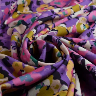 Tissu french terry fleurs "Flor de Vida" tons violets - Collection Frida - Les Filles à Pois Design Les Filles à Pois - Design :