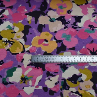 Tissu french terry fleurs "Flor de Vida" tons violets - Collection Frida - Les Filles à Pois Design Les Filles à Pois - Design :