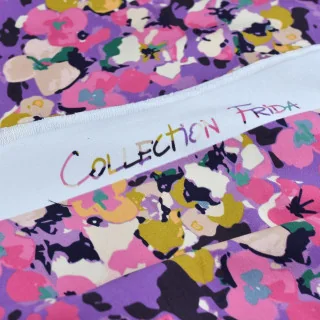 Tissu french terry fleurs "Flor de Vida" tons violets - Collection Frida - Les Filles à Pois Design Les Filles à Pois - Design :
