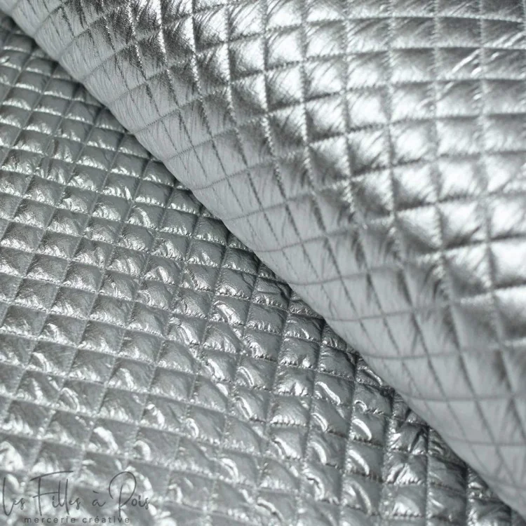 Tissu matelassé argenté – Léger & souple – Parfait pour veste et accessoires Tissus et mercerie créative – Nos sélections sans m
