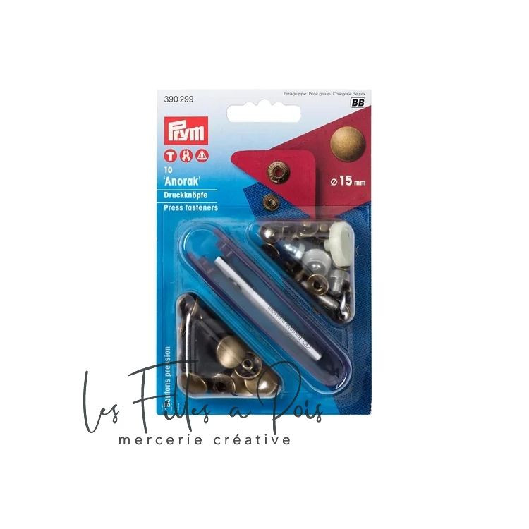 Fecho de pressão anorak com ferramenta - 15mm - Prym ® (Prym®) Prym ® - Mercerie - 14 Fecho de pressão anorak com ferramenta - 15mm - Prym ® (Prym®) Prym ® - Mercerie - 14