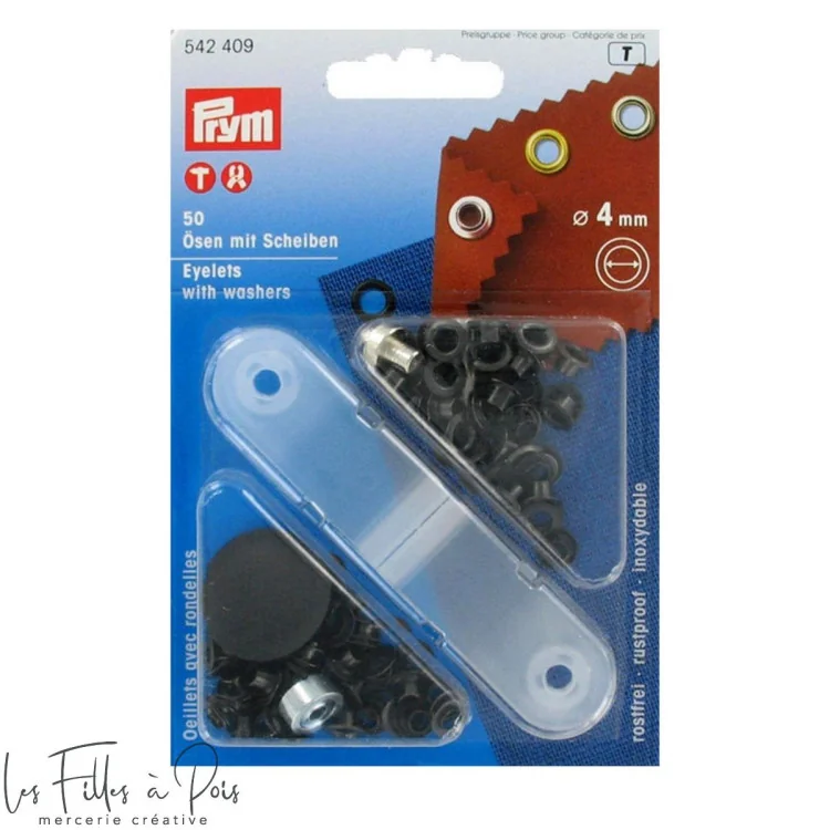 Œillets ronds Prym à sertir – 4 mm – Avec outil de pose – Lot de 50 Prym : mercerie couture et accessoires de qualité - 6 Œillets ronds Prym à sertir – 4 mm – Avec outil de pose – Lot de 50 Prym : mercerie couture et accessoires de qualité - 6