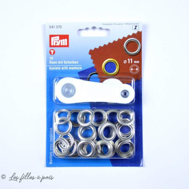 Prym - Œillets Métalliques 14mm Argent + Outil De Pose - Pour Cuir, Tissu, Carton - Renfort Et Finition Pro