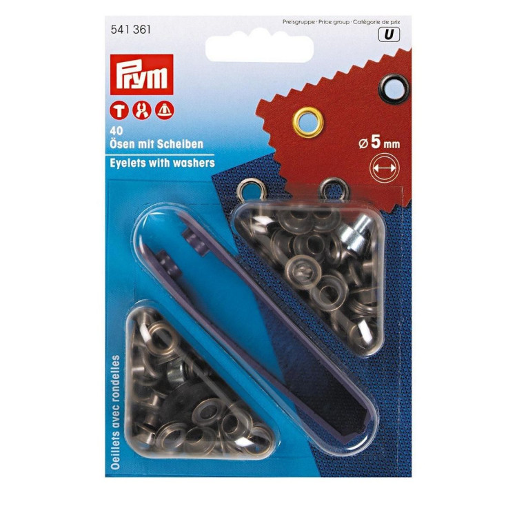 Oeillets à sertir avec outils de pose - Rond - 5mm - Prym ® Prym ® - Mercerie - 2 Oeillets à sertir avec outils de pose - Rond - 5mm - Prym ® Prym ® - Mercerie - 2