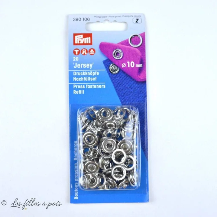Recharge boutons pression jersey ajourée – 10 mm – Prym – 390106 Prym : mercerie couture et accessoires de qualité - 1