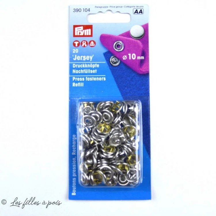 Recharge boutons pression jersey – 10 mm – Prym – 390104 Prym : mercerie couture et accessoires de qualité - 1