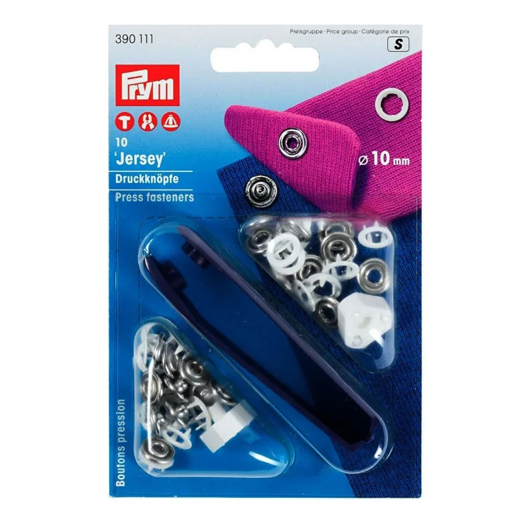 Bouton pression jersey ouverte dentée avec outil – 10 mm – Prym – 390107 / 390111 / 390119 Prym : mercerie couture et accessoire