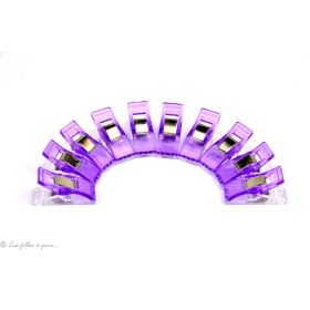 Lot de 10 pinces plastiques violettes type Prodige - 33x12mm  - 1