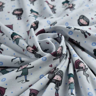 Coupon de tissu jersey motif fillettes... - Blanc et multicolore - 600cm Tissus et mercerie créative – Nos sélections sans marqu