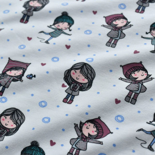 Coupon de tissu jersey motif fillettes... - Blanc et multicolore - 600cm Autres marques - Tissus et mercerie - 3