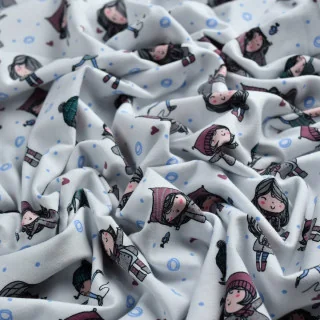 Coupon de tissu jersey motif fillettes... - Blanc et multicolore - 600cm Tissus et mercerie créative – Nos sélections sans marqu