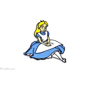 Ecusson fillette Alice aux Pays des Merveilles - Bleu et blanc - Thermocollant  - 1