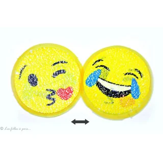 Motif sequin smilet emoji jaune réversible - à coudre  - 1