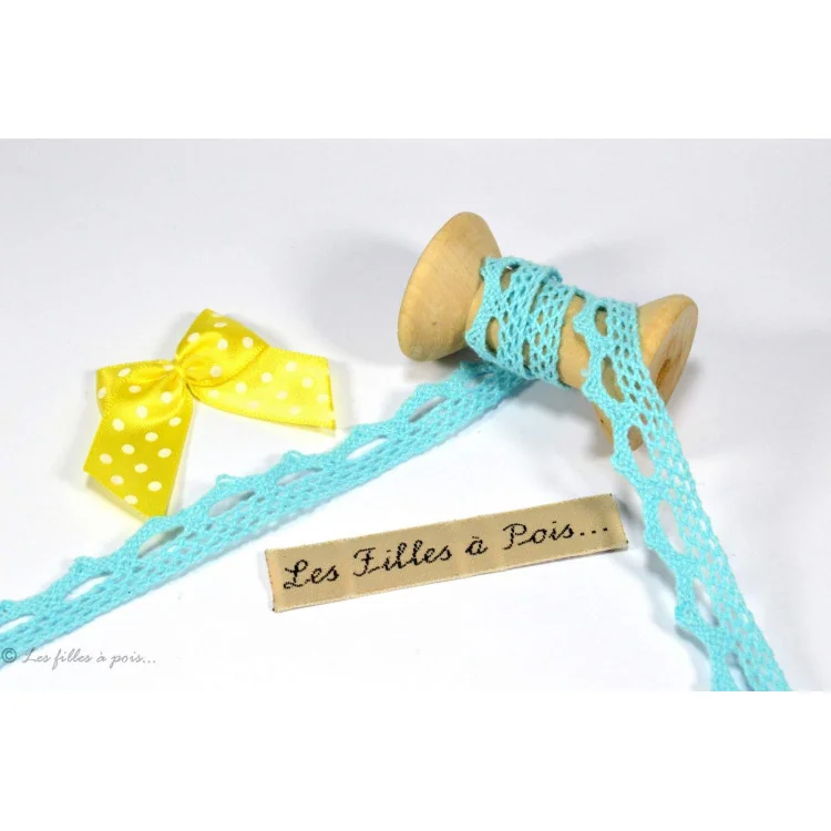 DESTOCK dentelle coton bleu clair - 10mm - 21m Tissus et mercerie créative – Nos sélections sans marque - 10