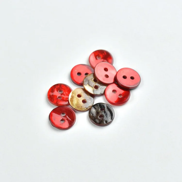 Bouton en nacre fin - Rouge - 10mm - Lot de 10 Tissus et mercerie créative – Nos sélections sans marque - 1