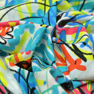 Tissu voile de popeline motif abstrait - Multicolore Autres marques - Tissus et mercerie - 4