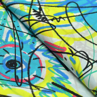 Tissu voile de popeline motif abstrait - Multicolore Autres marques - Tissus et mercerie - 1