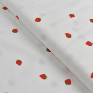Coupon de tissu voile de popeline motif fraise - Blanc et rouge - 250cm Tissus et mercerie créative – Nos sélections sans marque
