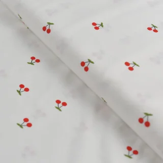 Coupon de tissu voile de popeline motif cerise - Blanc et rouge-130cm Tissus et mercerie créative – Nos sélections sans marque -