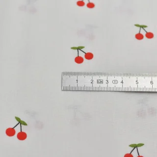 Coupon de tissu voile de popeline motif cerise - Blanc et rouge-130cm Tissus et mercerie créative – Nos sélections sans marque -